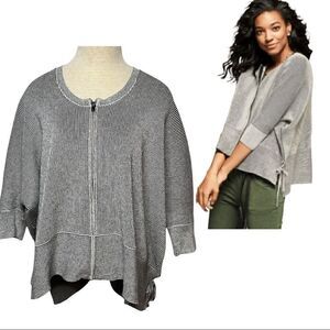 CAbi Cupids Cardi Sweater Style 3526 Zip Front Striped Boxy Oversized Cardigan M